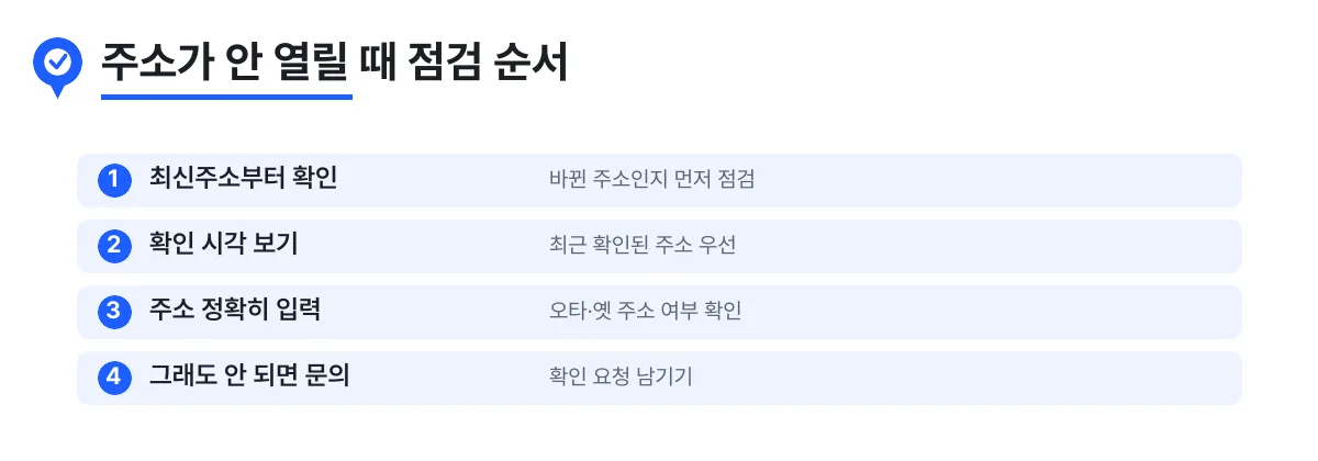주소가 안 열릴 때 점검하는 순서