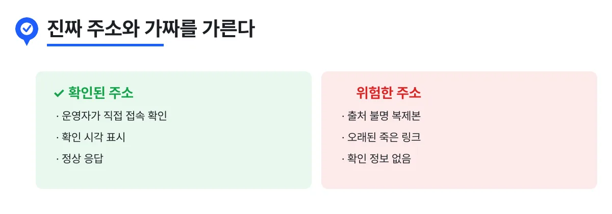 확인된 주소와 위험한 주소를 구분하는 기준