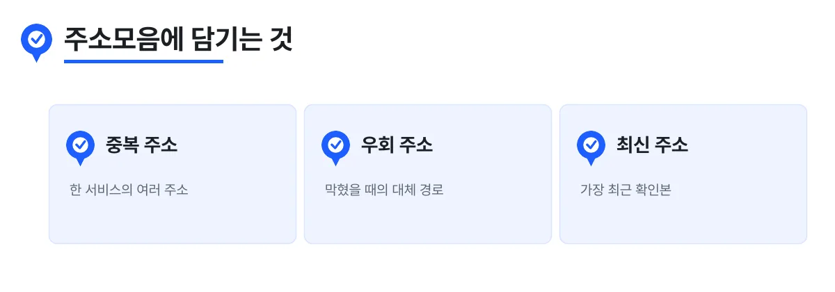 주소모음에 담기는 주소의 종류